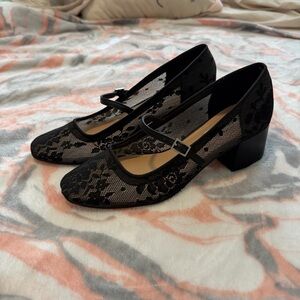 Steve Madden Hawke Black Lace Block Heel Mary Janes size 8 M